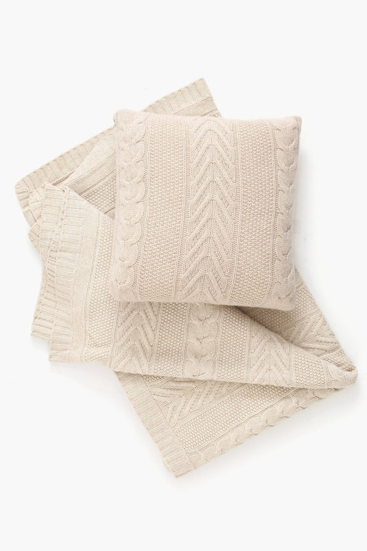 PURE CASHMERE CABLE PILLOW CASE